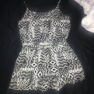 Black and white print strap romper